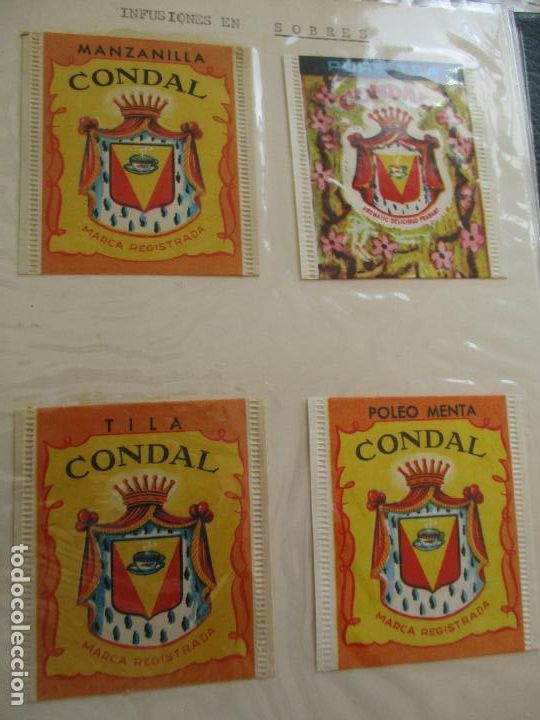 Otros art&iacute;culos de coleccionismo en papel: CUATRO SOBRES DE INFUSIONES MARCA: CONDAL, PEGADOS A UNA CARTULINA
