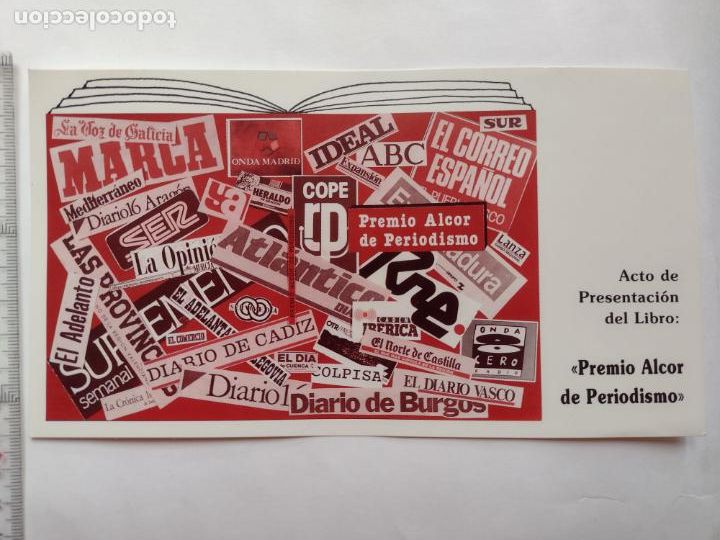 Otros art&iacute;culos de coleccionismo en papel: TARJETA INVITACI&Oacute;N ACTO PRESENTACION LIBRO PREMIO ALCOR DE PERIODISMO - MADRID 19 JUNIO 1992