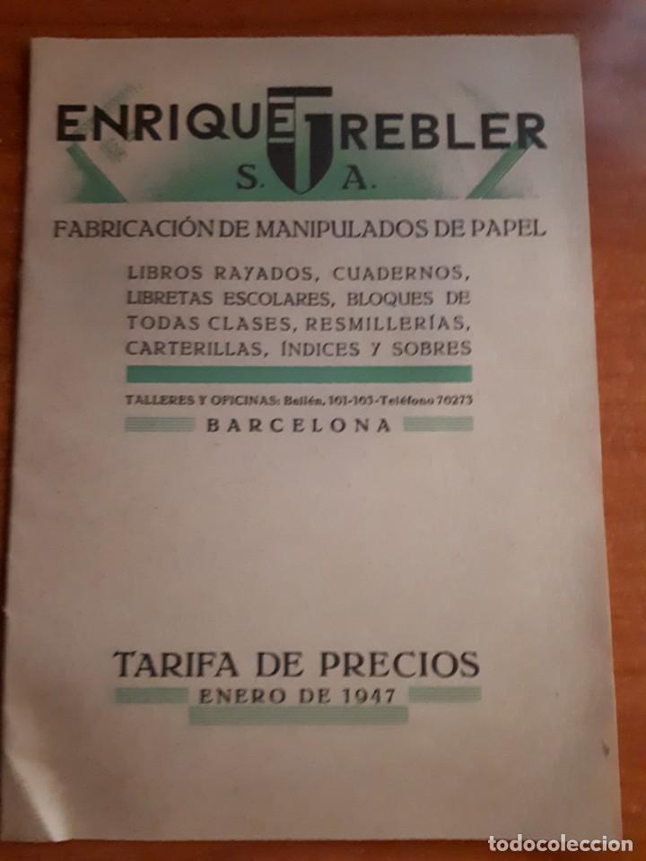 Otros art&iacute;culos de coleccionismo en papel: Catalogo de Tarifa de precios a&ntilde;o 1947 &rdquo;Enrique Grebler S.A.