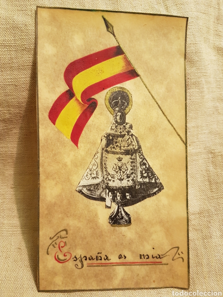 Otros Art&iacute;culos de Coleccionismo en Papel: Antigua estampa detente Virgen del Pilar Espa&ntilde;a es mia
