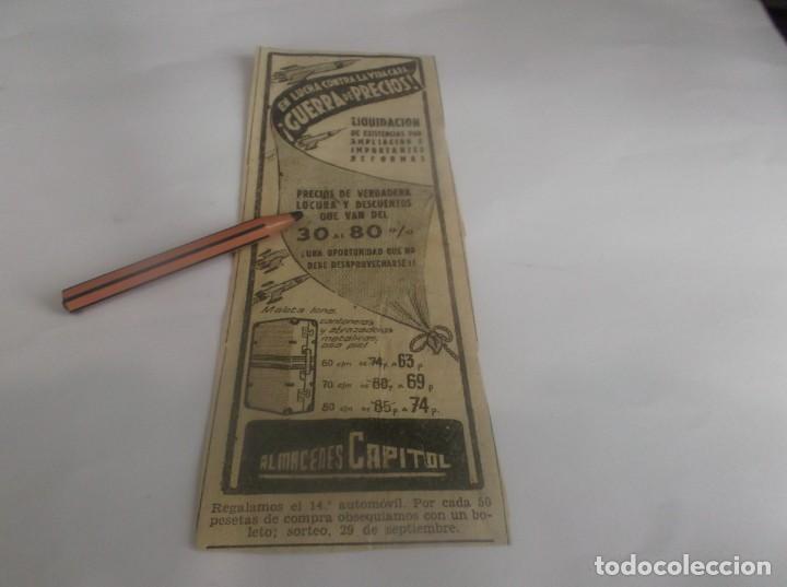 Otros Art&iacute;culos de Coleccionismo en Papel: RECORTE PUBLICIDAD 1956.- MALETAS - ALMACENES CAPITOL . ATRAS COMPRESAS CELUS