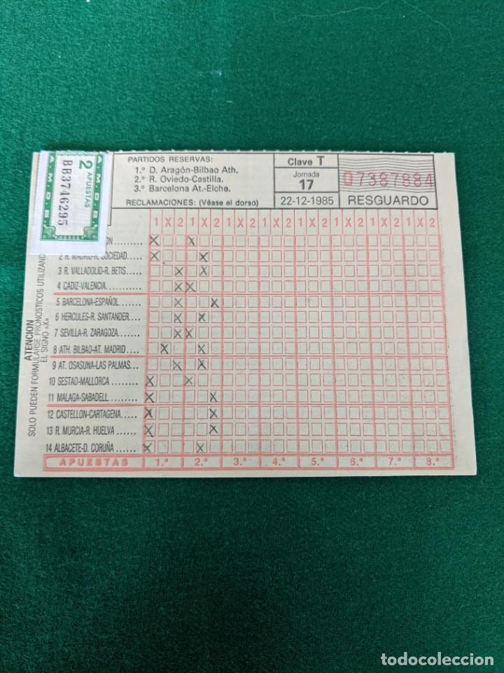 Otros Art&iacute;culos de Coleccionismo en Papel: 2 ANTIGUOS RESGUARDOS QUINIELA 22.12.1985 CORRELATIVOS