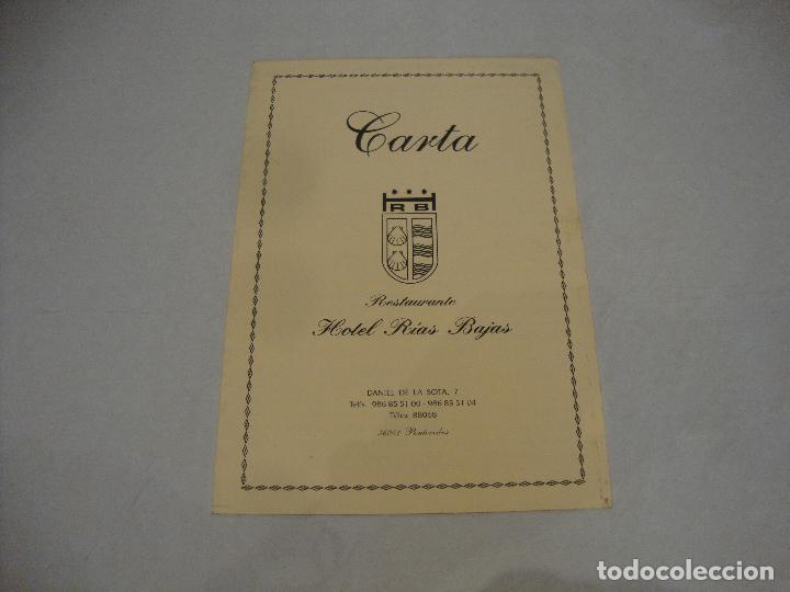 Otros art&iacute;culos de coleccionismo en papel: CARTA MENU HOTEL RIAS BAJAS PONTEVEDRA