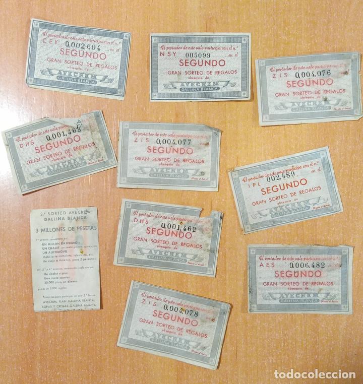 Collectionnisme Papier divers: LOTE DE VALES PARA EL SEGUNDO GRAN SORTEO DE AVECREM GALLINA BLANCA