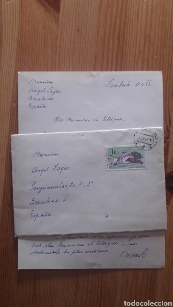 Otros Art&iacute;culos de Coleccionismo en Papel: Carta del entomologo checo Oldřich Marek a Angel Lagar desde Žamberk ( zoologia entomologia )