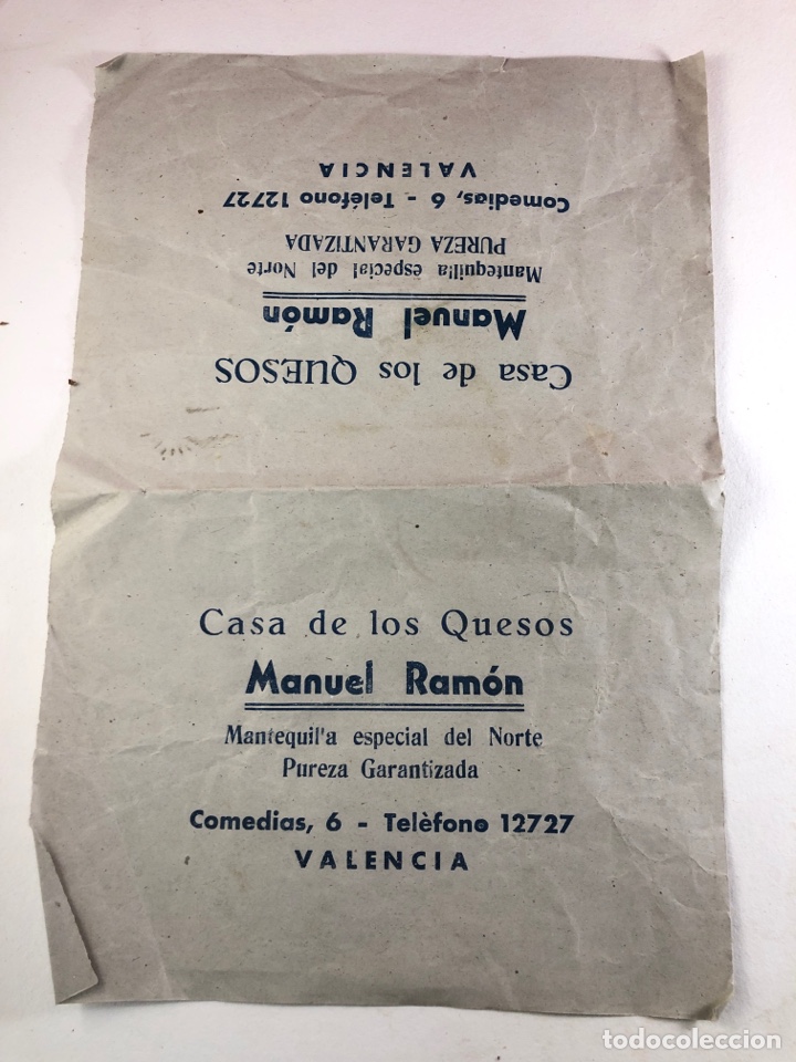 Otros Art&iacute;culos de Coleccionismo en Papel: CASA DE LOS QUESOS MANUEL RAMON - VAL&Egrave;NCIA