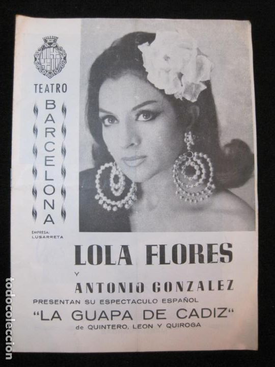 Otros Art&iacute;culos de Coleccionismo en Papel: TEATRO BARCELONA-LOLA FLORES-LA GUAPA DE CADIZ-PROGRAMA ANTIGUO-VER FOTOS-(K-2598)
