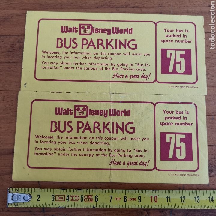 Otros Art&iacute;culos de Coleccionismo en Papel: 2 entradas de Bus parking Walt Disney World de 1972