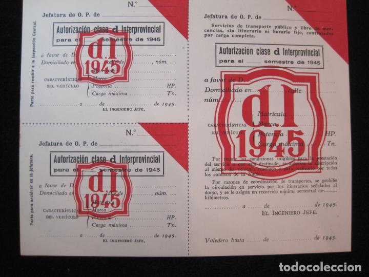 Otros art&iacute;culos de coleccionismo en papel: CENTRAL CIRCULACION Y TRANSPORTES CARRETERA-AUTORIZACION CLASE D-A&Ntilde;O 1945-VER FOTOS-(K-2645)
