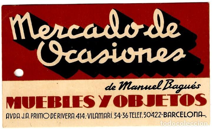 Otros Art&iacute;culos de Coleccionismo en Papel: Tarjeta Comercial - Mercado de Ocasiones - Barcelona - 128x81 mm. - In&eacute;dita - Mirar Reverso