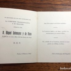 Otros Artículos de Coleccionismo en Papel: ESTAMPA RECORDATORIO RECUERDO PÍOS SUFRAGIOS COMUNIOB TRADICIONALISTA Y SU REQUETE SÚRIA 1962