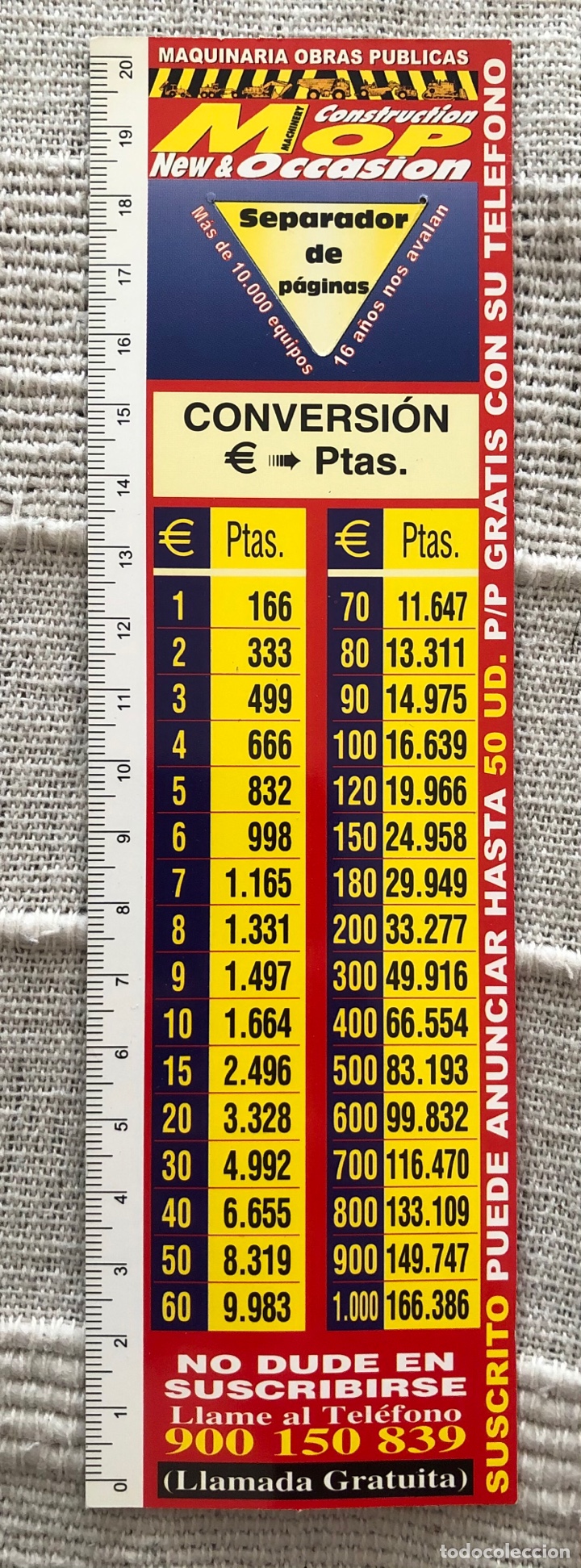 Otros Art&iacute;culos de Coleccionismo en Papel: PUNTO DE LIBRO METRO PUBLICIDAD MAQUINARIA CONVERSI&Oacute;N EURO PESETA
