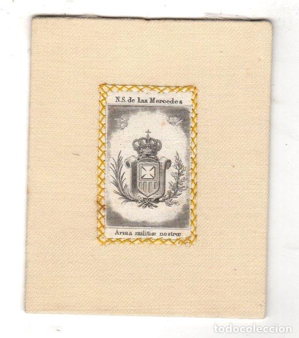 Altri oggetti di carta: ESCUDO MILITAR N.S. DE LAS MERCEDES. ARMA MILITAE NOSTRAE. S. XIX
