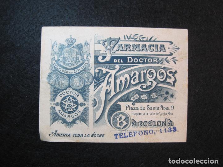 Otros art&iacute;culos de coleccionismo en papel: BARCELONA-FARMACIA DEL DOCTOR AMARGOS-SOBRE PUBLICIDAD ANTIGUO-VER FOTOS-(80.600)