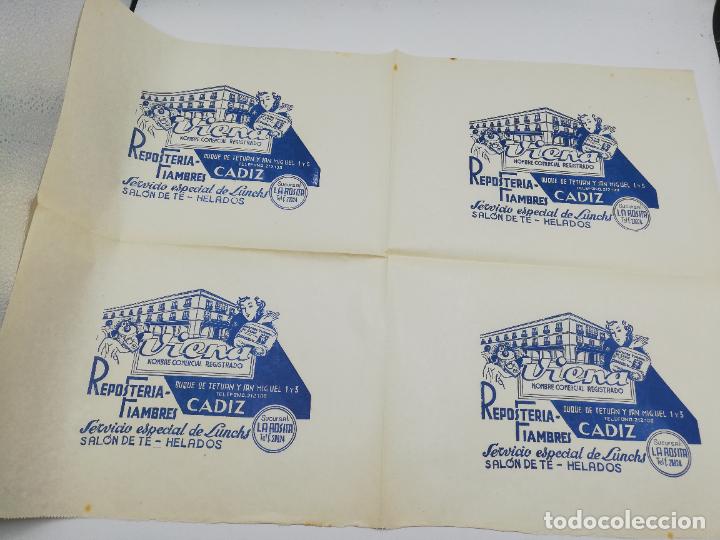 Collectionnisme Papier divers: PLIEGO DE PAPEL DE ENVOLVER. VIENA. RESPOSTERIA FIAMBRES. SUCURSAL LA ROSITA. CADIZ.