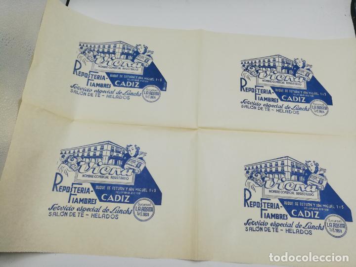 Collectionnisme Papier divers: PLIEGO DE PAPEL DE ENVOLVER. VIENA. RESPOSTERIA FIAMBRES. SUCURSAL LA ROSITA. CADIZ.