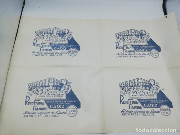 Sammelleidenschaft Andere Papierartikel: PLIEGO DE PAPEL DE ENVOLVER. VIENA. RESPOSTERIA FIAMBRES. SUCURSAL LA ROSITA. CADIZ.