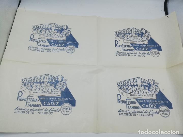 Sammelleidenschaft Andere Papierartikel: PLIEGO DE PAPEL DE ENVOLVER. VIENA. RESPOSTERIA FIAMBRES. SUCURSAL LA ROSITA. CADIZ.