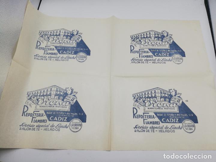 Sammelleidenschaft Andere Papierartikel: PLIEGO DE PAPEL DE ENVOLVER. VIENA. RESPOSTERIA FIAMBRES. SUCURSAL LA ROSITA. CADIZ.