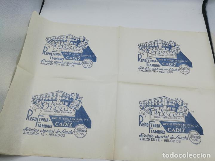 Sammelleidenschaft Andere Papierartikel: PLIEGO DE PAPEL DE ENVOLVER. VIENA. RESPOSTERIA FIAMBRES. SUCURSAL LA ROSITA. CADIZ.