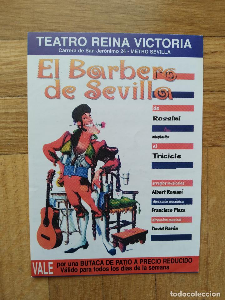 Otros art&iacute;culos de coleccionismo en papel: INVITACION TEATRO REINA VICTORIA. EL BARBERO DE SEVILLA. ADAPTACION DE EL TRICICLE. ROSSINI