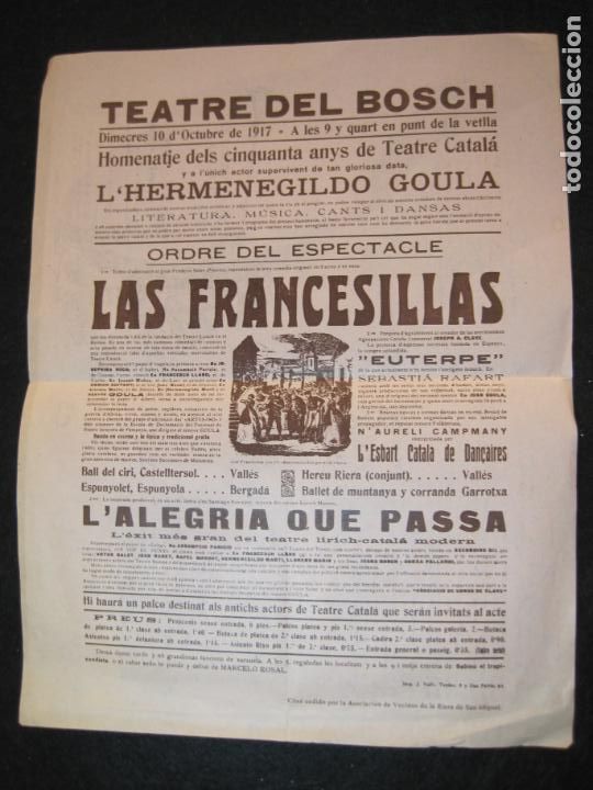 Otros art&iacute;culos de coleccionismo en papel: TEATRE DEL BOSCH-OCTUBRE 1917-LAS FRANCESILLAS-FACSIMIL CLUB EXCURSIONISTA GRACIA-VER FOTOS-(K-2941)