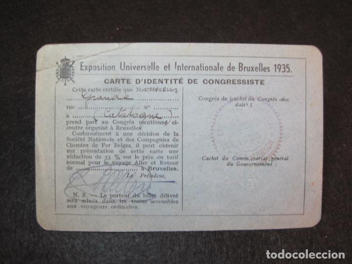 Altri oggetti di carta: EXPOSITION UNIVERSELLE ET INTERNATIONALE DE BRUXELLES 1935-CON SELLO-VER FOTOS-(80.904)