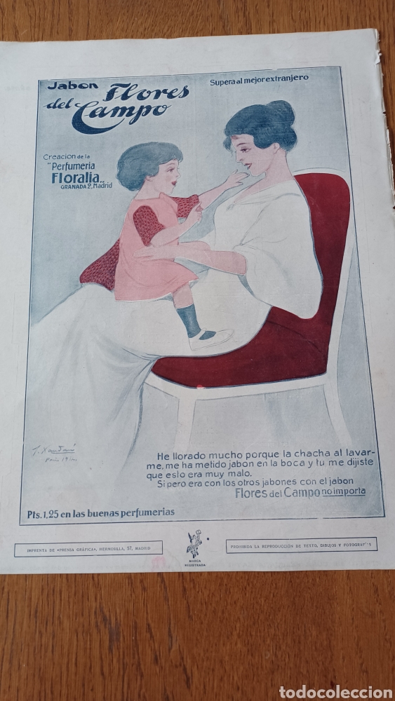 Otros Art&iacute;culos de Coleccionismo en Papel: ANTIGUA PUBLICIDAD DEL JABON FLORES DEL CAMPO . A&Ntilde;O 1915. 36 X 25 CM