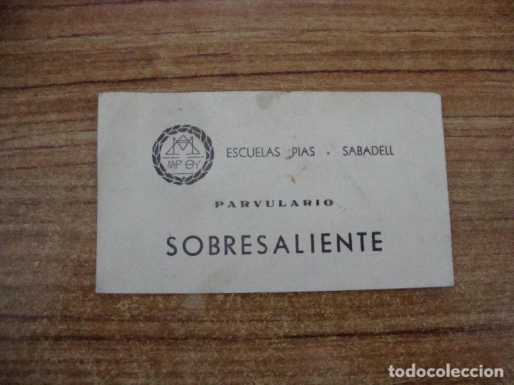 Sammelleidenschaft Andere Papierartikel: NOTA CLASIFICACION ALUMNO PARBULOS ESCUELAS PIAS SABADELL SOBRESALIENE