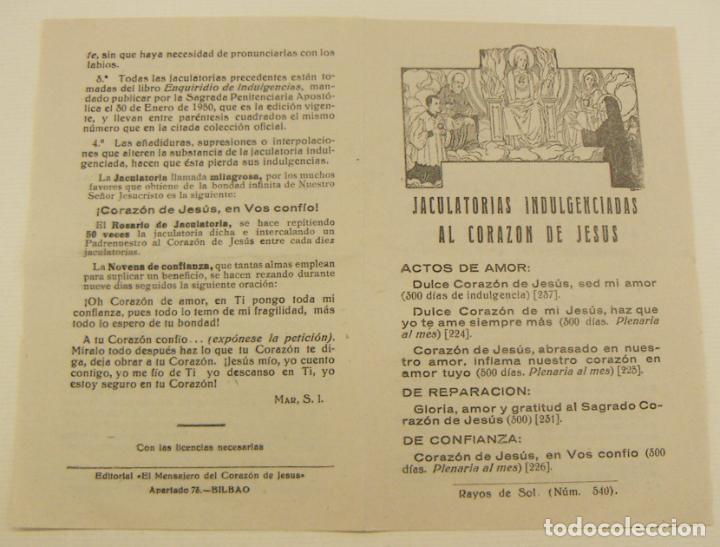 Otros Art&iacute;culos de Coleccionismo en Papel: Estampa Jaculatorias indulgencias al corazon de Jesus
