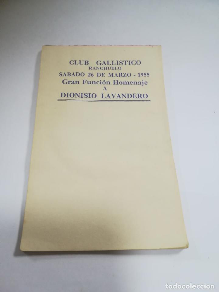 Collectionnisme Papier divers: LIBRETA PUBLICITARIA. CLUB GALLISTICO RANCHUELO. 1955. GRAN FUNCI&Oacute;N HOMENAJE A DIONISIO LAVANDERO