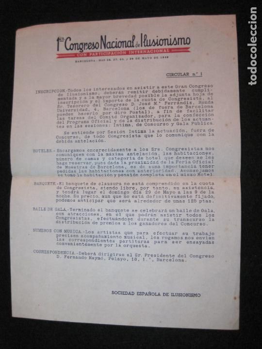 Paper Collecting Others: MAGIA-BARCELONA-CONGRESO NACIONAL DE ILUSIONISMO-MAYO 1949-VER FOTOS-(K-3036)