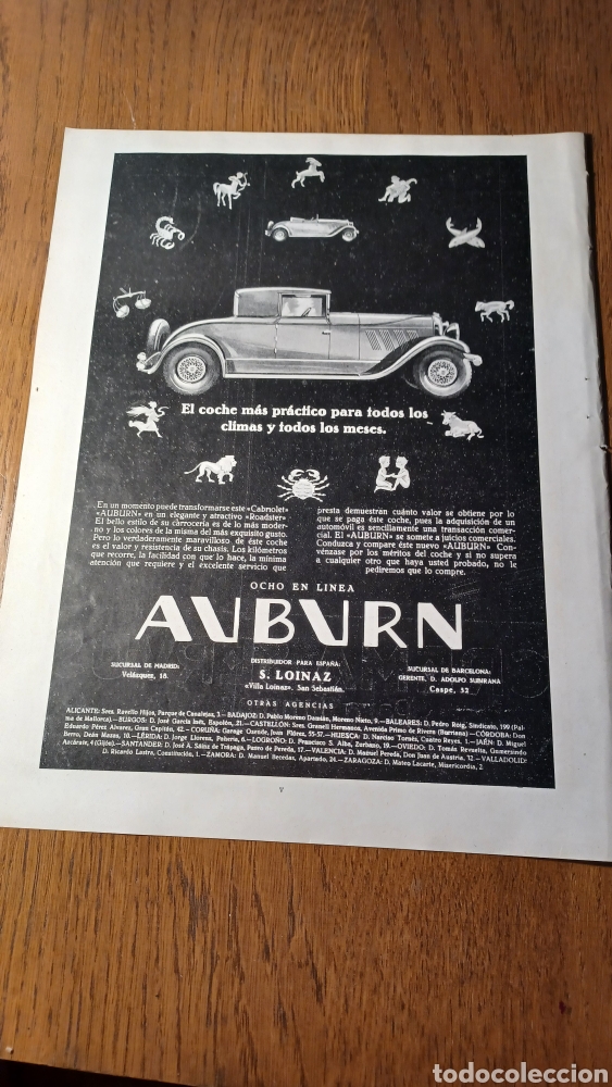 Otros Art&iacute;culos de Coleccionismo en Papel: CABRIOLET AUBURN . CREMA SERVUS . PUBLICIDAD A&Ntilde;O 1928 . 29 X 22 CM