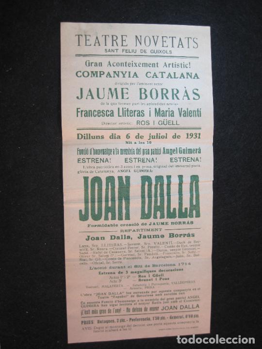Sammelleidenschaft Andere Papierartikel: SANT FELIU DE GUIXOLS-TEATRE NOVETATS-JOAN DALLA-JAUME BORRAS-PROGRAMA ANY 1931-(K-3115)