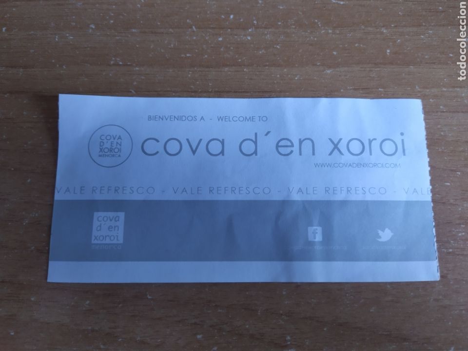Collectionnisme Papier divers: Entrada-vale consumicion. COVA D'EN XOROI. MENORCA.