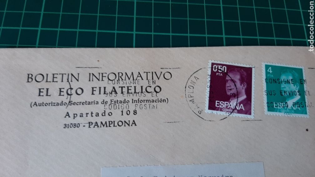 Outros artigos de papel: SOBRE VINTAGE BOLETIN INFORMATIVO EL ECO FILATELICO PAMPLONA