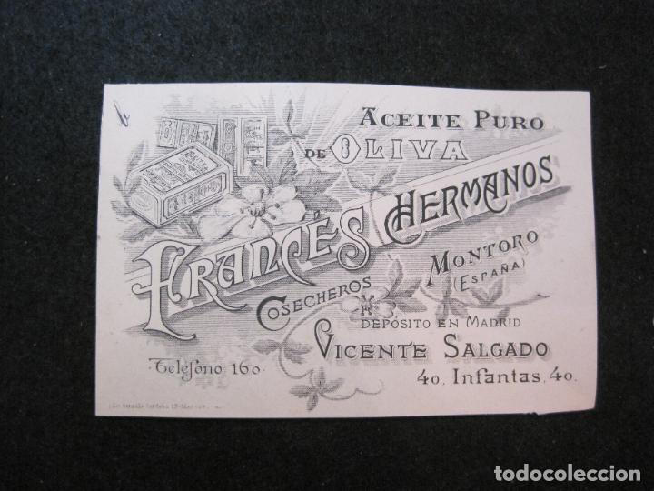 Sammelleidenschaft Andere Papierartikel: MONTORO-FRANCES HERMANOS-ACEITE DE OLIVA-PUBLICIDAD ANTIGUA-VER FOTOS-(81.646)