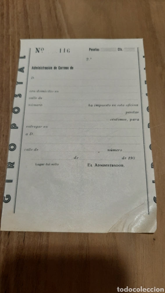 Sammelleidenschaft Andere Papierartikel: CASARIEGO TRABADA IMPRESO GIRO POSTAL 1943