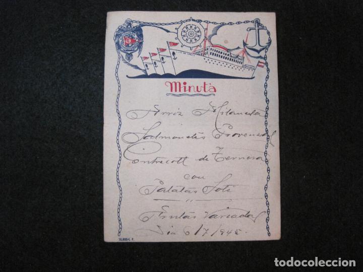 Otros art&iacute;culos de coleccionismo en papel: COMPA&Ntilde;IA TRASMEDITERRANEA-MINUTA MENU ANTIGUO-FIRMADO-VER FOTOS-(81.674)