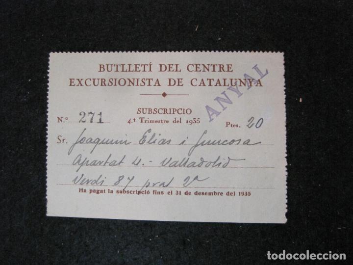 Otros art&iacute;culos de coleccionismo en papel: BUTLLETI CENTRE EXCURSIONISTA DE CATALUNYA-SUSCRIPCIO ANY 1935-VER FOTOS-(81.697)