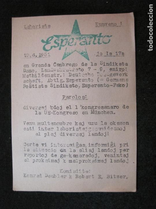 Sammelleidenschaft Andere Papierartikel: ESPERANTO-LABORISTA KUNVENO-A&Ntilde;O 1951-VER FOTOS-(81.802)