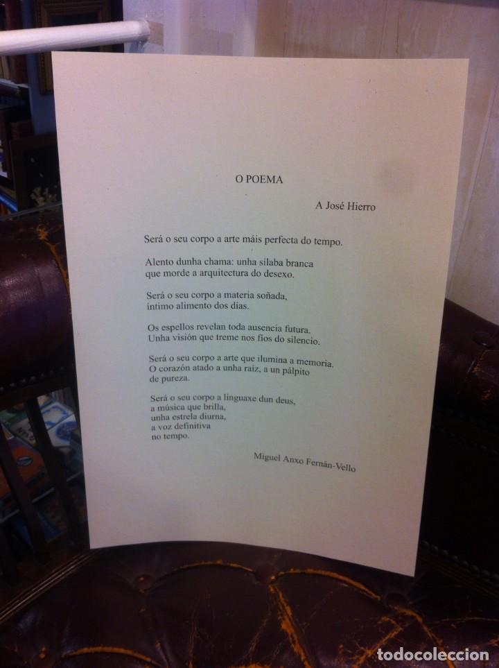 Outros artigos de papel: POEMA DE MIGUEL ANXO FERN&Aacute;N-VELLO. MEDIDAS: 42 X 30Cm. HOMENAJE A JOS&Eacute; HIERRO, 1999, FERROL