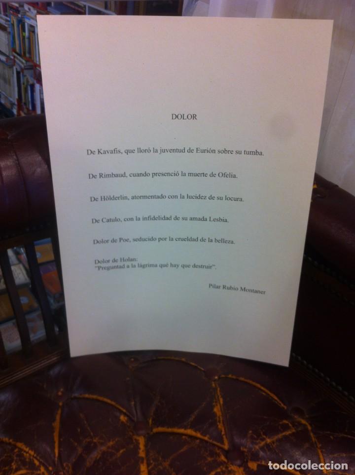 Outros artigos de papel: POEMA DE PILAR RUBIO MONTANER. MEDIDAS: 42 X 30Cm. HOMENAJE A JOS&Eacute; HIERRO, 1999, FERROL
