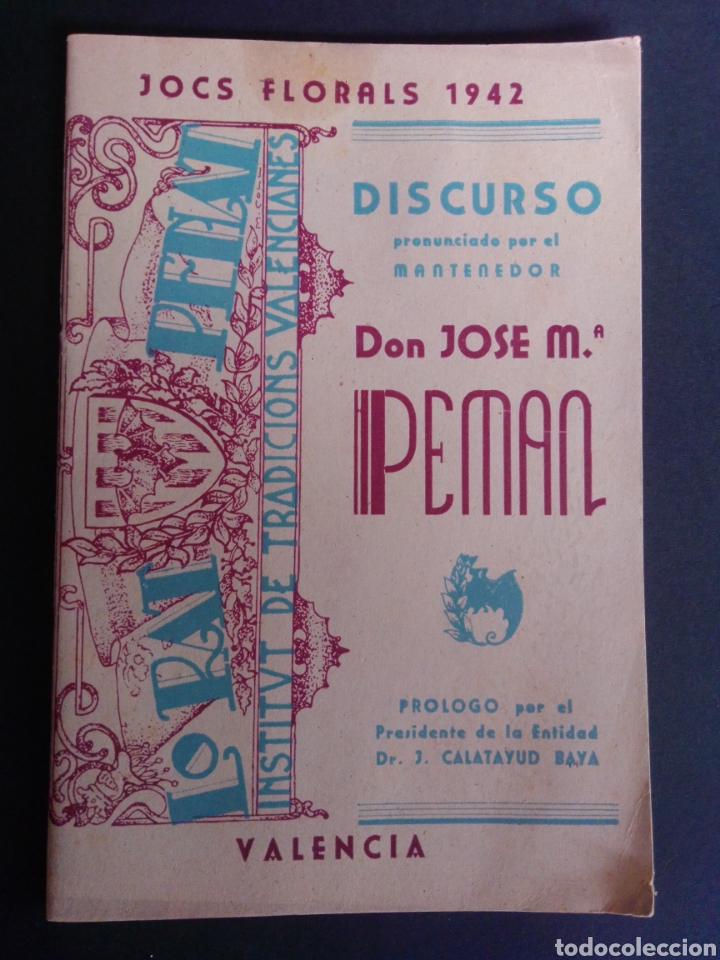Otros art&iacute;culos de coleccionismo en papel: JOCS FLORALS 1942. LO RAT PENAT, DISCURSO DE JOSE M&ordf; PEMAN. VALENCIA.