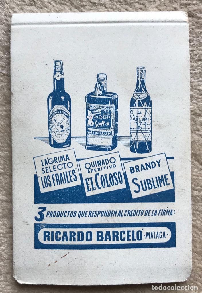 Otros Art&iacute;culos de Coleccionismo en Papel: Ricardo Barcel&oacute; - M&aacute;laga - L&aacute;grima Selecto Los Frailes, Quinado el Coloso, Brandy Sublime - Libreta