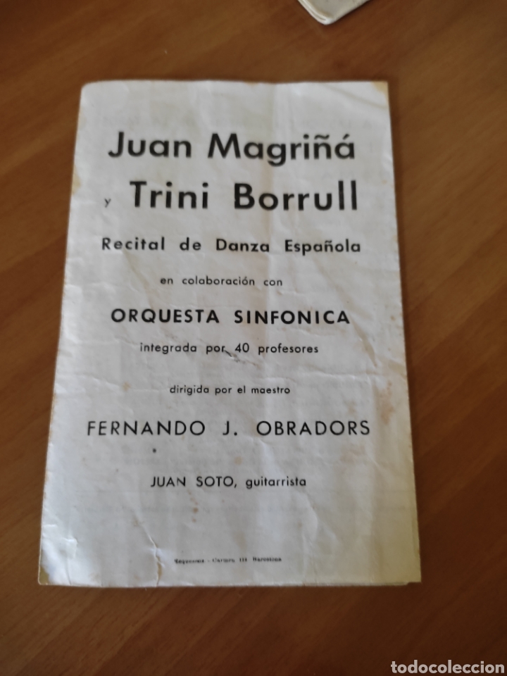 Otros art&iacute;culos de coleccionismo en papel: Programa del palacio de la m&uacute;sica 1941 juan magri&ntilde;a y Trini borrull recital danza espa&ntilde;ola