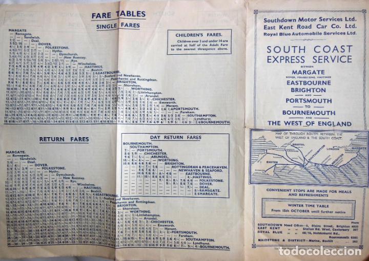 Outros artigos de papel: Folleto Publicidad : South Coast Express Service 1934. SOUTHDOWN MOTOR SERVICES Ltd