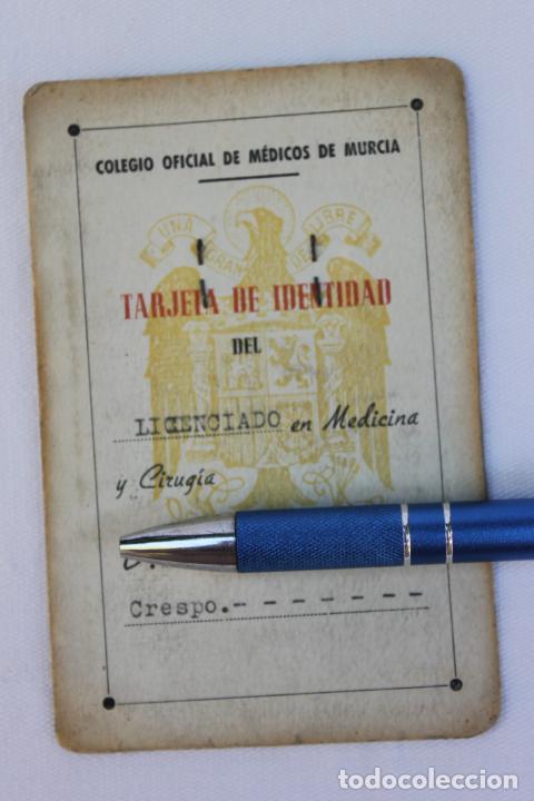 Otros Art&iacute;culos de Coleccionismo en Papel: COLEGIO DE MEDICOS DE MURCIA TARJETA DE IDENTIDAD, MURCIA 1949