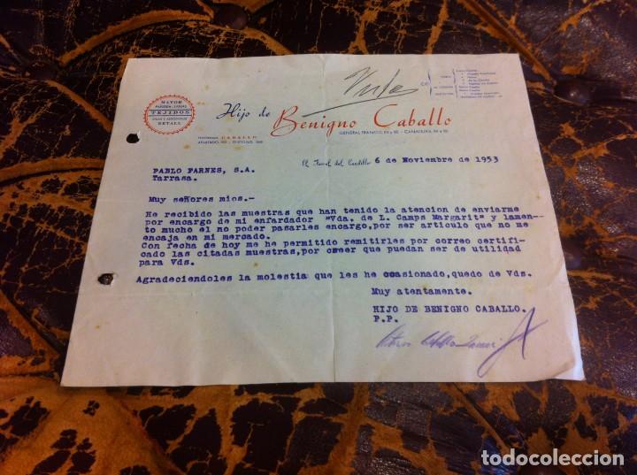 Paper Collecting Others: HIJO DE BENIGNO CABALLO. TEJIDOS - PA&Ntilde;ER&Iacute;A. MEDIDAS: 22 X 18CM. FERROL, 1953