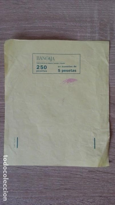 Collectionnisme Papier divers: PAPEL DE BANCAJA PARA ENVOLVER 50 MONEDAS DE 5 PESETAS,A&Ntilde;OS 90.